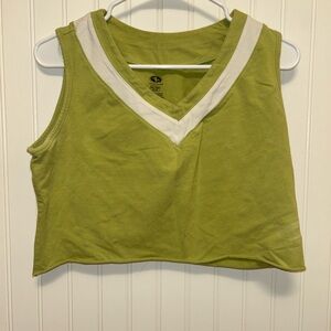 Athletic Works Green and White V-Neck Top